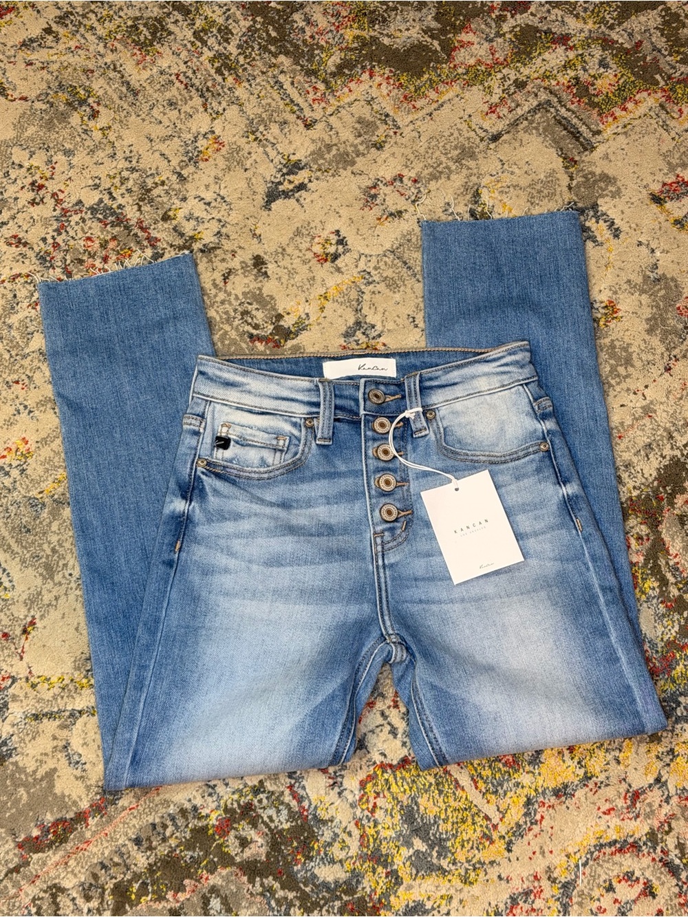 KanCan Priscilla High-Rise Slim Button-Fly Light Blue Jeans